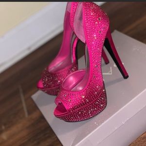 Bakers pink rhinestone pumps